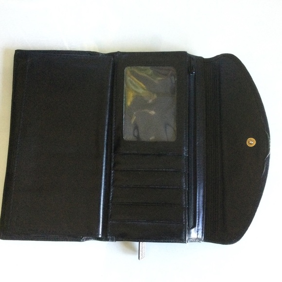 Black Genuine Leather Full Sized Wallet Checkbook - Picture 3 of 7